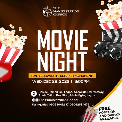 Movie night flyer design for the Manifestation church . #photoshop #graphicdesign #graphic #contentcreator #flyerdesign #flyer #poster #posterart #posterdesigns #church #churchdesign #pinterest Movie Night Flyer Design, Church Movie Night, Movie Night Poster, Movie Night Flyer, Ancient Paper, Photoshop Lessons, Flyers Design, Church Graphics, Church Poster Design