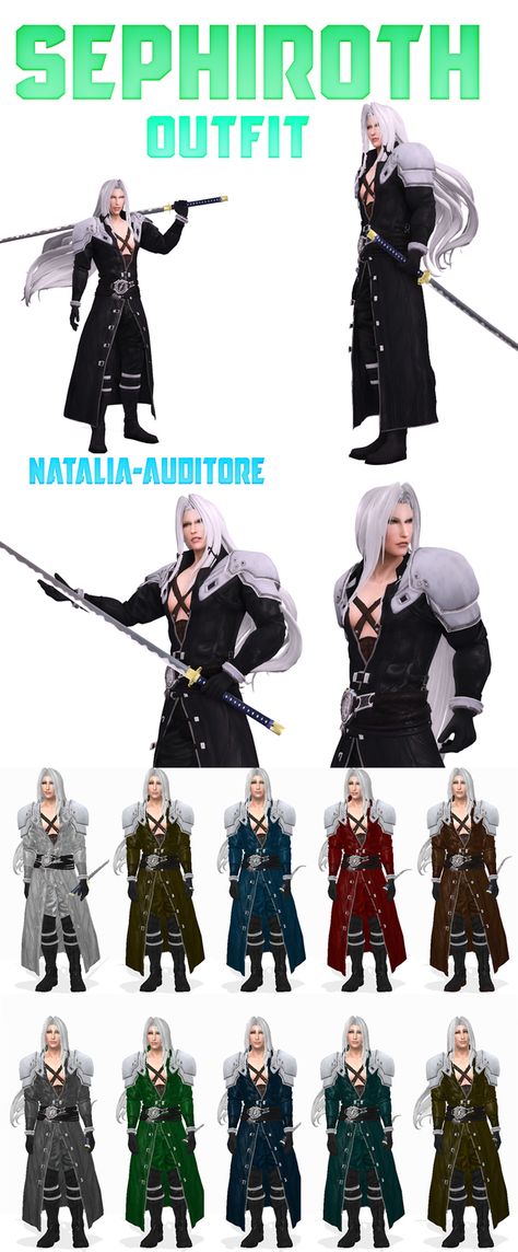 Sephiroth outfit + accs | Natalia-Auditore on Patreon Black Plague Doctor, Sims 4 Male Clothes, Final Fantasy Sephiroth, Die Sims 4, Sims 4 Anime, King Outfit, Sims 4 Gameplay, Sims 4 Dresses, Ts4 Cc