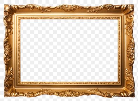 Golden Frame Aesthetic, Png Architecture, Golden Frame Png, Gold Architecture, Gold Frame Png, Collage Supplies, Laptop Background, Baroque Frame, Picture Frame Gallery