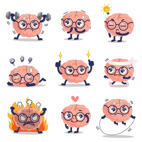 The cute brain is showing emotions and activities that develop healthy brain. Premium Vector | Premium Vector #Freepik #vector # # # # Emotions Illustration, Brain Character, Showing Emotions, Nurses Week Quotes, Cartoon Brain, Brain Drawing, Brain Illustration, Emotions Activities, Brain Art