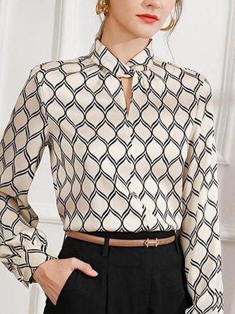 Regular Fit Simple Long Sleeve Top Stand Collar Blouse, Satin Bluse, Corporate Attire, Women Blouses Fashion, Pretty Blouses, Collar Blouse, Work Blouse, Blouse Styles, Cute Tops