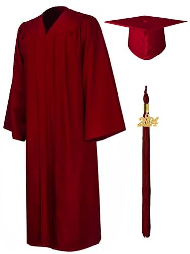 GraduationMall Matte Graduation Gown Cap Tassel Set 2024 for High School and Bachelor Graduation Gown And Cap, Diy Graduation Cap, 2022 Year, Graduation Gown, Boys School Uniform, Graduation Diy, Wrinkle Free, Pharmacy Gifts, Fashion Store