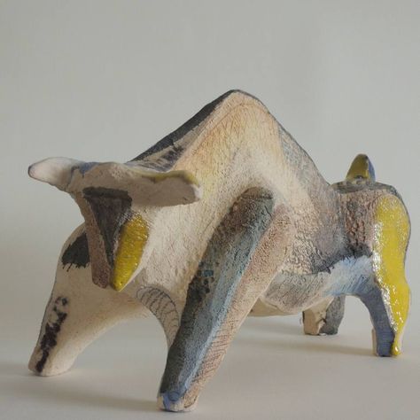 Original fine art sculpture by Mira Kosta (Bulgaria). This one-of-a-kind ceramic on ceramic sculpture measures 13W x 5.1 H inches, and is framed. The animal sculpture ships in a box directly from the artist's studio and is covered by the 14-day satisfaction guarantee from Saatchi Art, so you can buy with confidence. Abstract Animal Sculpture, Abstract Ceramic Sculpture, Animal Ceramics, Bull Animal, Bull Sculpture, Modern Art Sculpture, Sculpture Ceramic, Art Deco Sculpture, Peace Art