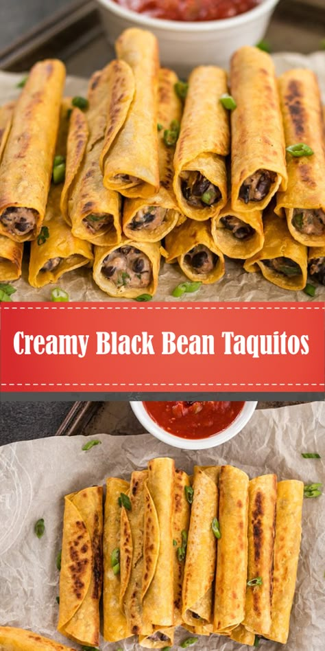 Black Bean Taquitos, Inexpensive Appetizers, Bean Taquitos, Timmy Time, Black Bean Recipes, Meatless Main Dishes, Cooking Healthy, Tasty Vegetarian Recipes, Canned Black Beans