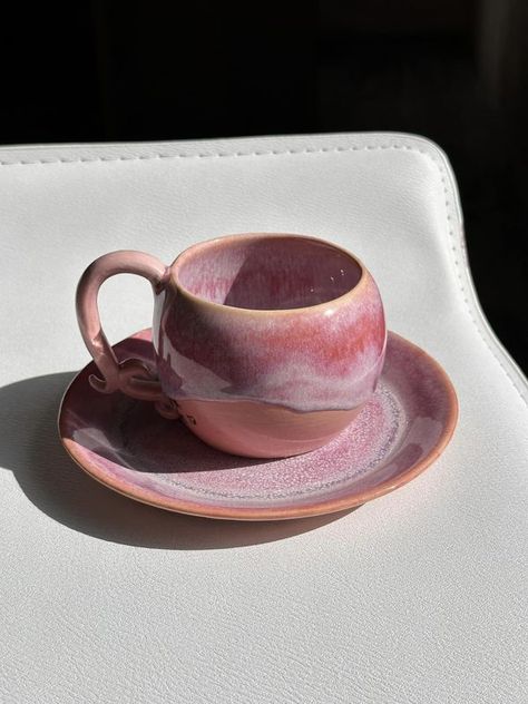 Amaco Cone 5-6 Glaze lover group | Pink mug. Chun, Plum and flux blossom | Facebook Amaco Cherry Blossom Glaze Combinations, Flux Blossom Glaze, Pottery Mug Glaze Ideas, Amaco Glaze Layering, Pink Mug, Amaco Glazes, Ceramic Glazes, Ceramic Glaze Recipes, Ceramic Glaze