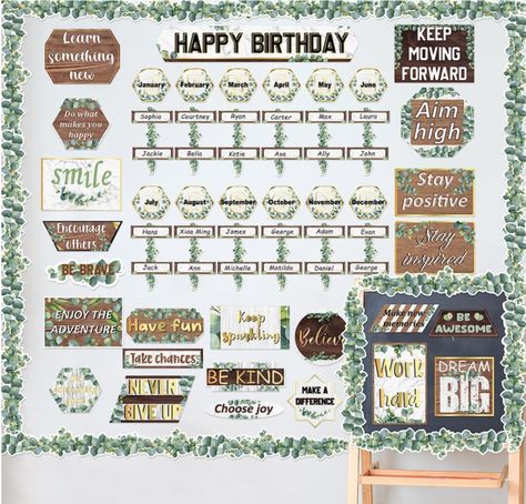 Eucalyptus Bulletin Board, Eucalyptus Classroom Decor, Eucalyptus Classroom, Decorations For Classroom, Calming Classroom, Classroom Birthday, Bulletin Board Sets, Bulletin Board Decor, Birthday Calendar