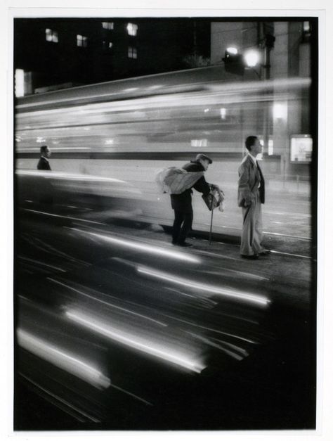 Happy birthday to W. Eugene Smith, a master photographer.  Headlight Streaks/ Pedestrians, 1961-1962 W Eugene Smith, Eugene Smith, Blur Photography, Motion Photography, Cindy Sherman, Vivian Maier, Black And White Photograph, Sopot, Motion Blur