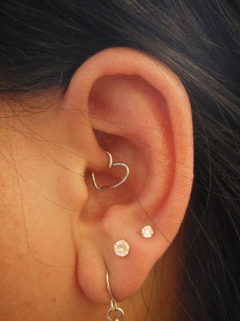 Heart Ear Piercing Daith Heart, Ear Heart Piercing, Daith Piercing Jewelry Heart, Ear Piercings Heart, Heart Ear Piercing, Inside Ear, Ear Peircings, Daith Rings, Daith Piercing Jewelry