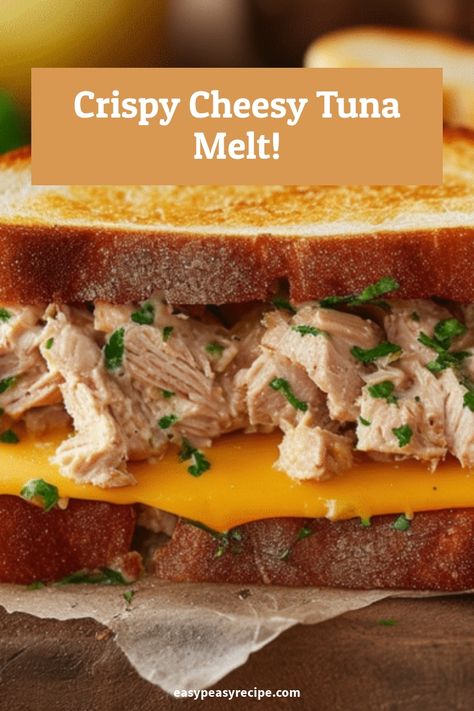 A close-up image of a crispy air fryer tuna melt sandwich with melted cheese and chopped herbs. School Cookies Recipe, Tuna Melt Sandwich, Easy Zucchini Recipes, Veggie Skewers, Easy Peasy Recipes, Tuna Melts, Lentil Soup Recipes, 15 Minute Meals, Fast Dinners