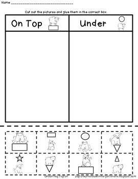 Positional Words (In Front, On Top, Below, Under) Common Core by MrsPayton Preschool Positional Words Worksheet, Positional Concepts Preschool, On And Under Worksheet, Positional Words Preschool, Positional Words Worksheet, Positional Words Kindergarten, Positional Words Activities, Therapy Crafts, Positional Words