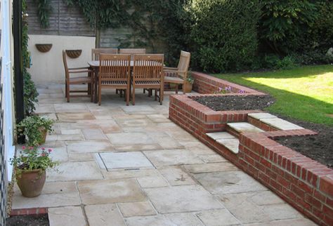 Gallery - Thrive Landscapes Sunken Patio, Landscaping Retaining Walls, Brick Garden, Back Garden Design, Sloped Garden, Garden Steps, Patio Wall, Patio Garden Design, Garden Makeover