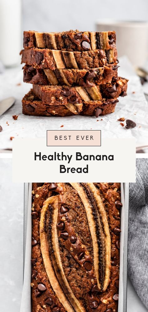 Healthy Banana Bread Recipe | Ambitious Kitchen Banana Bread Healthy Easy, Greek Yogurt Banana Bread, Yogurt Banana Bread, Healthy Banana Bread Recipe, Protein Banana Bread, Yogurt Bread, Banana Bread Recipe Healthy, Gluten Free Banana Bread, Healthy Banana Bread