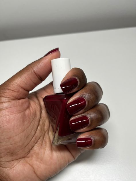 Essie Gel Couture Color: Spiked With Style #nailpolish #nails #naturalnails #essie #manicure Essie Spiked With Style, Essie Manicure, Dark Red Nails, Essie Gel Couture, Fall Manicure, Gel Couture, Essie Gel, Red Nail Polish, Nail Lacquer