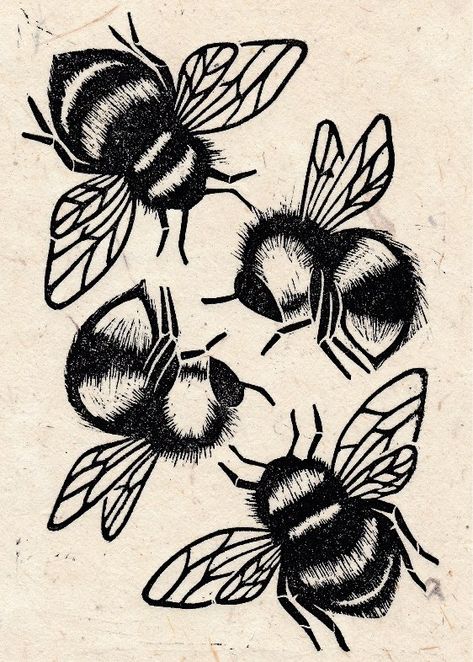 Bee Linocut, Bug House, Lino Cuts, Lino Cut, Diy Stamp, Open Studio, Bee Print, Lino Print, Linocut Prints