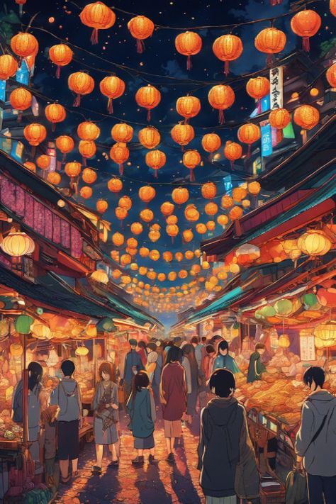 Vibrant Night Market Check more: https://paintlyx.com/vibrant-night-market-2/ Night Market Concept Art, Japanese Night Market, Night Market Illustration, Night Market Aesthetic, Crow Story, Taiwan Night Market, Japan Street Food, Japanese Drawing, Asian Festival