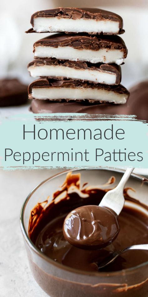 These Homemade Peppermint Patties feature a creamy peppermint center coated in semi-sweet chocolate. Incredibly easy to make with just 5 simple ingredients! #peppermintpatties #peppermint #chocolate #easy #nobake #Christmas #livewellbakeoften Live Well Bake Often, Peppermint Patty Recipe, Dipped Treats, Homemade Peppermint Patties, Chocolate Candy Recipes, Slow Cooker Desserts, Candy Recipes Homemade, Christmas Candy Recipes, Christmas Dinner Party