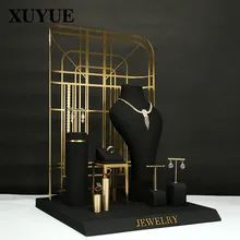 Jewelry display stand new high-end factory direct sale necklace ring metal microfiber window jewelry prop rack - AliExpress Velvet Jewelry Display, Jewelry Table Display, Jewelry Packaging Box, Jewellery Shop Design, Jewelry Tray Display, Jewelry Display Case, Earring Display Stands, Jewelry Display Box, Jewellery Showroom