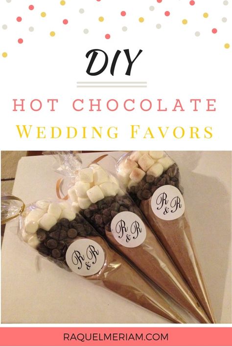 Hot Chocolate Wedding, Hot Chocolate Wedding Favors, Hot Chocolate Favors, Simple Wedding Favors, Wine Wedding Favors, Diy Hot Chocolate, Creative Wedding Favors, Inexpensive Wedding Favors, Winter Wedding Favors