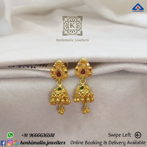 6 Grams Gold Earrings, Gold Ear Rings, Ns Logo, Elegant Gold Necklace, Simple Necklace Designs, Gold Earrings For Kids, Small Earrings Gold, Jhumka Designs, Gold Tops