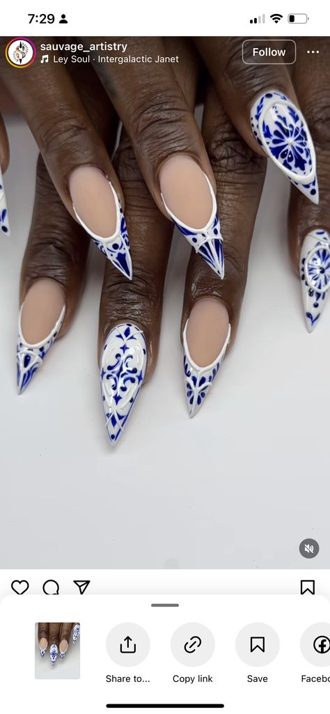 Blue Willow Nails, China Plate Nails, China Pattern Nails, Blue And White China Nails, Blue China Nails, China Nails, French Tip Acrylic Nails, Nail Patterns, China Plates