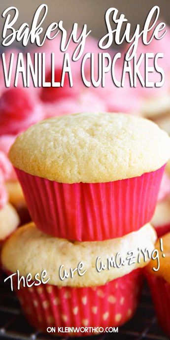 Vanilla Cupcake Recipe From Box Cake Mixes, Bakery Style Cupcakes Recipe Cake Mixes, Cupcake Filling Recipes Easy, Cupcakes Recipes Vanilla, Vanilla Cupcakes From Scratch, Cupcakes Videos, Best Vanilla Cupcake Recipe, Homemade Vanilla Cupcakes, Cupcakes Strawberry