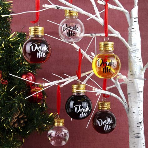 You Can Get Booze Filled Christmas Ornaments To Make The Holidays Extra Jolly Booze Balls Ornaments Ideas, Alcohol Christmas Tree, Booze Balls Ornaments, Cocktail Ornaments, Filled Christmas Ornaments, Reselling Thrift Store Finds, Bubble Christmas, Chocolate Letters, Cute Party Ideas