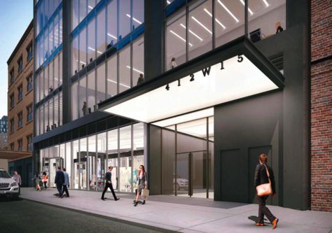 CetraRuddy designs an 18-story office building in the Meatpacking District - Archpaper.com Building Entrance Design, Renovation Facade, Restaurant Exterior, Canopy Architecture, Commercial And Office Architecture, Building Entrance, Entrance Gates Design, Bungalow Exterior, Meatpacking District