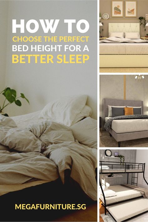 Aside from price and material, height is a crucial factor to consider when choosing a bed frame as it contributes to the quality of your sleep. To know how low or high your bed should be, click this link for a free guide. Low Height Bed Frame, Bed Height Standard, Low Bed Frames, Low Height Bed, New Bedroom Furniture, Bed Height, Low Bed Frame, Low Profile Bed, High Beds