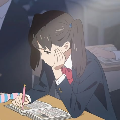 #yourname #yotsuhamiyamizu Studying Anime Pfp, Study Anime Icon, Anime School Aesthetic, Anime Study Aesthetic Icon, Yotsuha Miyamizu, Anime Study Aesthetic, Pfp School, College Anime, Anime Study