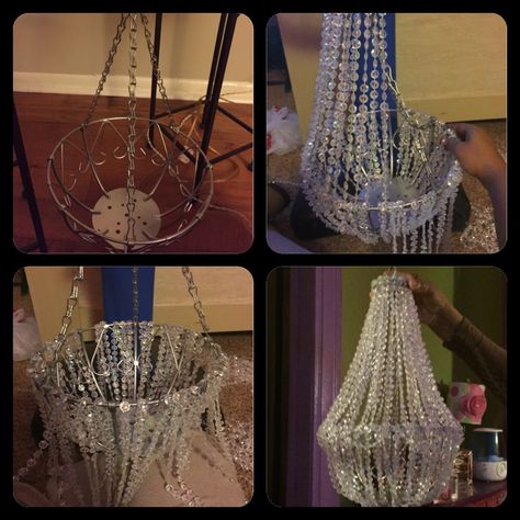 Diy Chandelier Centerpieces, Diy Pearl Chandelier, Diy Fake Chandelier, Diy Christmas Chandelier, Diy Chandelier Makeover, Diy Crystal Chandelier, Chandeliers Diy, Faux Chandelier, Glam Bedroom Ideas