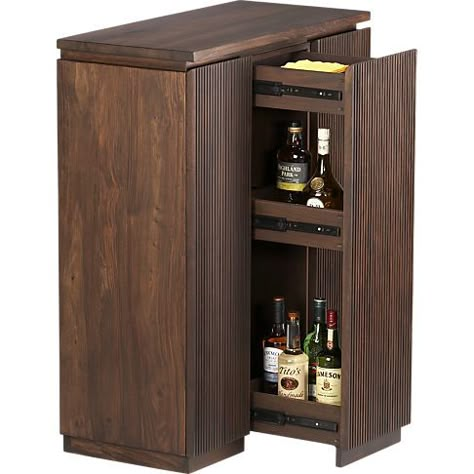 Monaco Bar Cabinet in Bar Cabinets & Bar Carts | Crate and Barrel Hidden Bar Cabinet, Alcohol Cabinet, Wooden Bar Cabinet, Home Bar Cabinet, Gold Bar Cart, Modern Home Bar, Bar Unit, Hidden Bar, Bar Cabinets