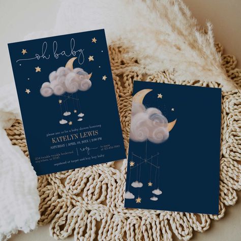 Twinkle Twinkle Little Star Navy Baby Shower Invitation Baby Shower Card Ideas, Navy Baby Showers, Neutral Baby Shower Invitations, Stars Baby Shower, Baby Birthday Photoshoot, Blue Baby Shower Invitations, Gender Neutral Baby Shower Invitations, Moon Baby Shower, Moon Baby