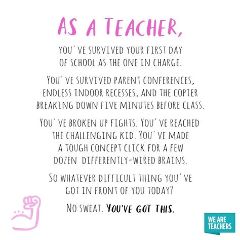 I'm a survivor, and so are YOU. Now go out there and conquer your day.  #weareteachers #teacherlife #iteach #teachersfollowteachers… Teacher Vision Board, 21st Century Teaching, Teacher Encouragement, Teacher Motivation, Teacher Quotes Funny, Teaching Humor, Toddler Teacher, Elementary Learning, We Are Teachers