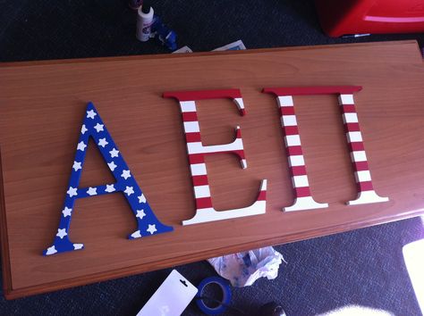 American Flag Painting, Formal Cooler, Sigma Pi, Frat Coolers, College Sorority, Flag Painting, The American Flag, Greek Letters, Painted Letters