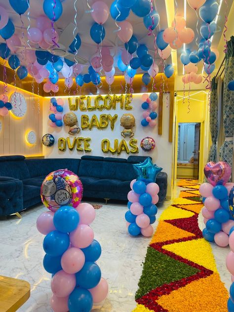 Baby Entry At Home Decoration, Welcome Home Balloons Ideas, Newborn Welcome Home Decoration, Baby Welcome Decoration Home, Welcome Baby Decoration Ideas, Baby Welcome Decoration, Welcome Home Decoration, Balloon Decoration For Birthday, Diwali Essay