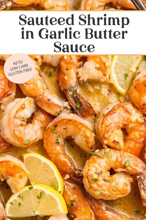 Quick and easy but deliciously rich and garlicky, this garlic butter shrimp recipe will become a favorite for weeknights and entertaining alike! Perfect over mashed potatoes, rice, or pasta, this dinner only takes about 15 minutes to make. One of our favorites! Garlic And Butter Shrimp, Quick Shrimp Dinner Ideas, Cooked Shrimp Recipes Easy, Large Shrimp Recipes, Garlic Shrimp And Rice, Easy Garlic Butter Shrimp, Sauteed Shrimp Recipe, Shrimp With Rice, Easy Shrimp Recipes