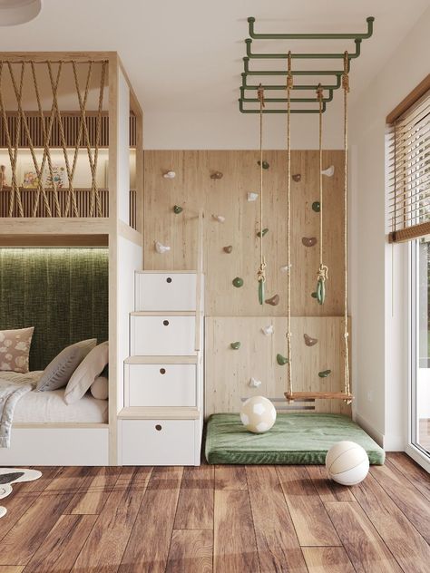 2 Boy Bedroom Ideas, Children’s Room, Child Bedroom Ideas, Child Room Design, Montessori Kids Room, Montessori Beds, Boy Playroom, Montessori Bedroom, Montessori Room