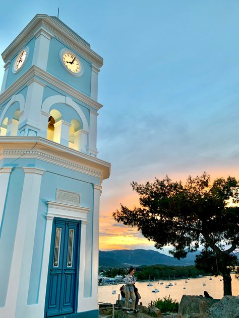 Poros island Poros Greece, Summer Vision, Travel Stories, Santorini, Beautiful Places, Vision Board, Greece, Clock, Travel