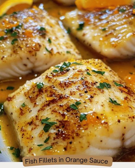 Fish Fillets in Orange Sauce - wikemy Triple Tail Fish Recipe, Citrus Fish, Fish Fillets, Special Occasion Food, White Chocolate Cranberry, Orange Sauce, Freshly Squeezed Orange Juice, Cod Fish, Fish Fillet