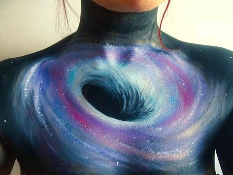 Galaxy body paint by @alexmarie_artsy. Cosmic black hole, devours everything and leaves nothing behind. Space Makeup, Galaxy Makeup, Human Body Art, Tattoo Prices, Belly Painting, Paint Photography, Full Body Tattoo, Alex Marie, Art Body