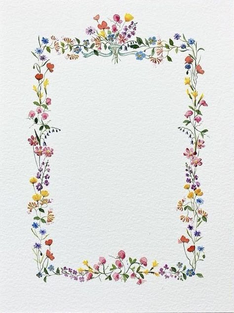 Wildflower Border, Birthday Brunch, Going Live, 수채화 그림, Flower Invitation, 자수 디자인, Wildflower Wedding, E Card, Square Frame