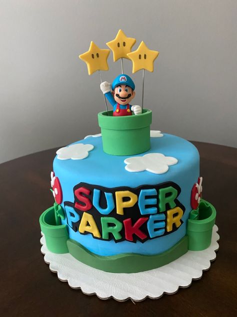 Super Mario Cake Easy, Supermario Cakes, Super Mario Brothers Cake, Super Mario Birthday Cake, Gymnastics Birthday Cakes, Mario Bros Birthday Party Ideas, Mario Birthday Cake, Mario Bros Cake, Super Mario Cake