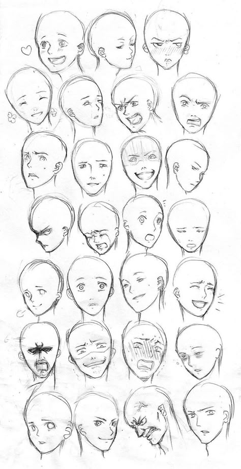 Facial Expressions I by ~YuuyuMori on deviantART: Expressions Drawing, Facial Expressions Drawing, Drawing Face Expressions, Drawing Faces, 흑백 그림, Buku Skrap, Face Sketch, Anime Expressions, Drawing Expressions