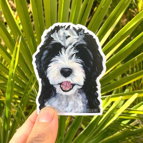 Labradoodle Black And White, Bernedoodle Drawing, Doodle Black And White, Labradoodle Art, Puppy Things, Black Labradoodle, White Doodle, Doodle Sticker, Doodle Mom