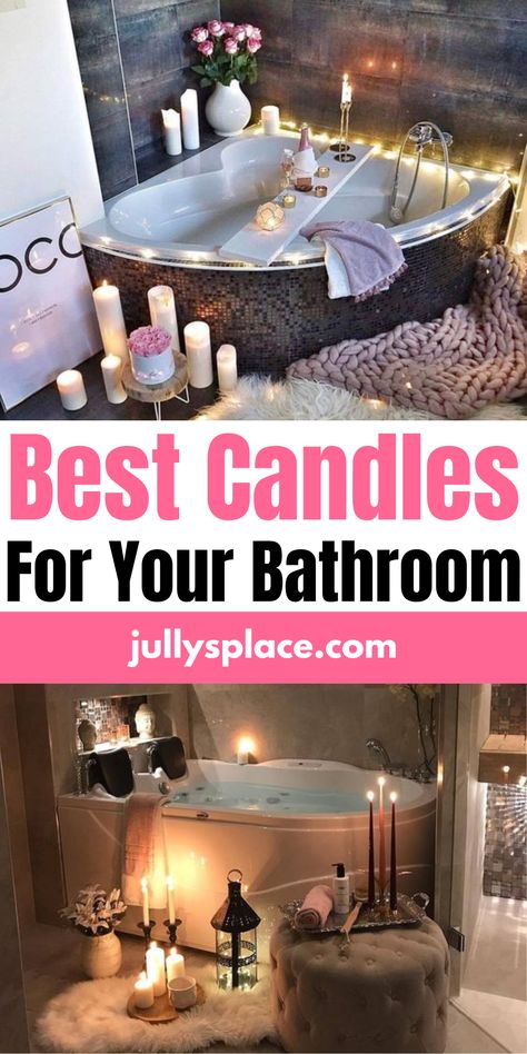 Candles Candles In Bathroom, Corner Bathtub Decor, Candles For Bathroom, Candles Bathroom, Mango Candle, Candles Bathtub, Magical Candles, Bathroom Candles Decor, Ideas Candles