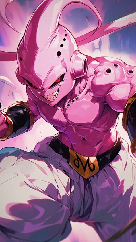 Super Buu Wallpaper, Supobi Art, Dragon Ball Ipad Wallpaper, Majin Buu Fanart, Kid Buu Art, Kid Buu Tattoo, Majin Buu Art, Buu Fanart, Kid Buu Dbz