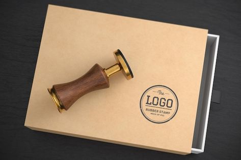 Rubber stamp logo mockup | Free Psd #Freepik #freepsd Logo Mockup Design, Free Logo Mockup, Graphisme Design, Paper Logo, Stamp Logo, Wooden Stamps, Logo Restaurant, Logo Mockup, Silver Logo