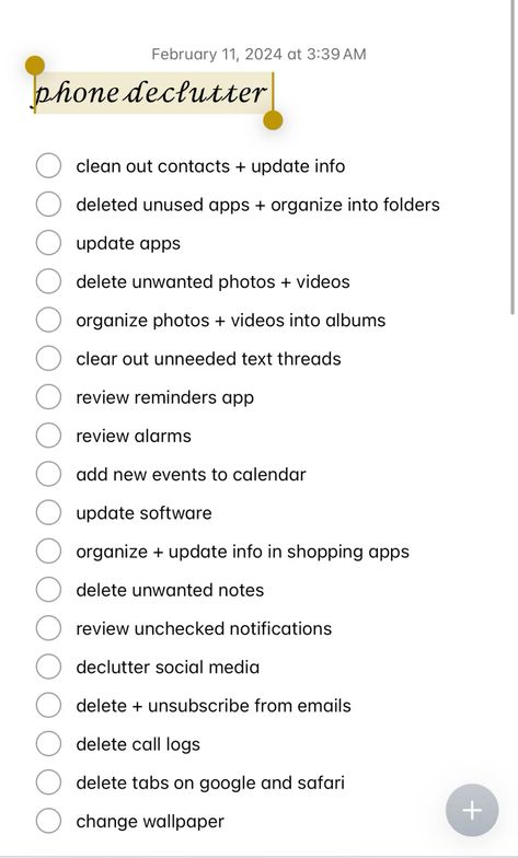 #phone #cases #aesthetic #cleanse #peace #iphone Phone Cleanse List, How To Keep Your Phone Organized, Cleaning Out Your Phone, Making My Phone Aesthetic, Cleaning Out Phone Checklist, How To Clean My Phone, What To Put In Organizers, How To Deep Clean Your Phone, Iphone Declutter Checklist