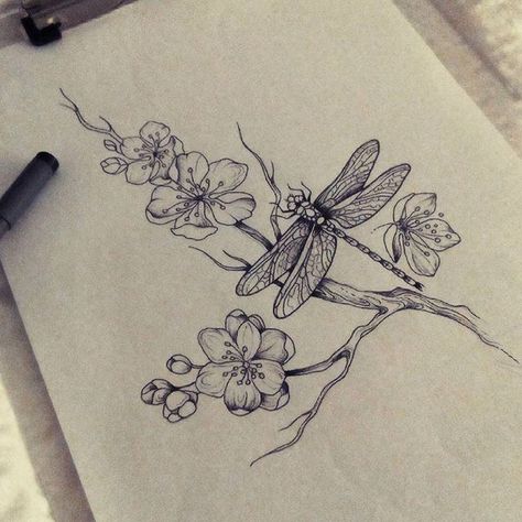 Flowers Tattoos, Dragonfly Drawing, Dragonfly Tattoo Design, Insect Tattoo, Floral Tattoo Sleeve, Geniale Tattoos, Tattoo Graphic, Dragonfly Tattoo, Tattoo Design Book