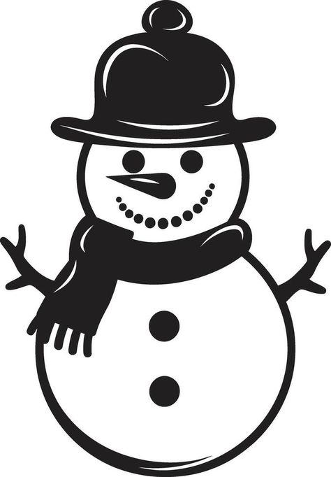 Charming Snowman Wonder Black Adorable Snowy Whimsy Cute Snowman Vector, Man Clipart, Snowman Clipart, Cute Cute, Clipart Black And White, Snow Man, Christmas Watercolor, Winter Theme, Christmas Snowman